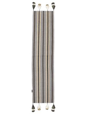 Mezposh stave grey, white & multi striped  cotton acrylic table runner (6 seater) 3