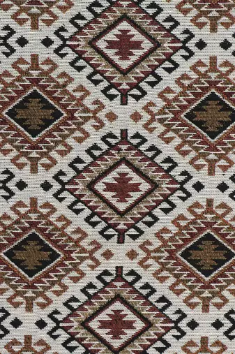 Mezposh tribal beige, brown & multi ikat cotton jacquard table runner (6 seater)