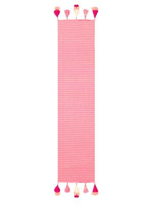Mezposh stave fuchsia & multi chevron self design cotton acrylic table runner (6 seater) 3