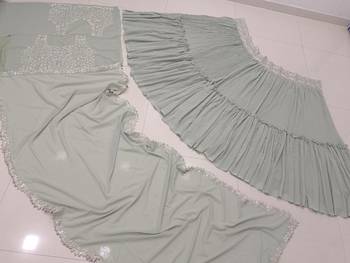 Sea Green Crush Work Georgette Lehenga Choli with Net Dupatta 8
