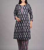 Aarti fashion black cotton kurti pant duppata set