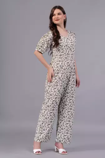 white cotton jump suit set
