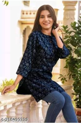 navy blue rayon short kurti 3