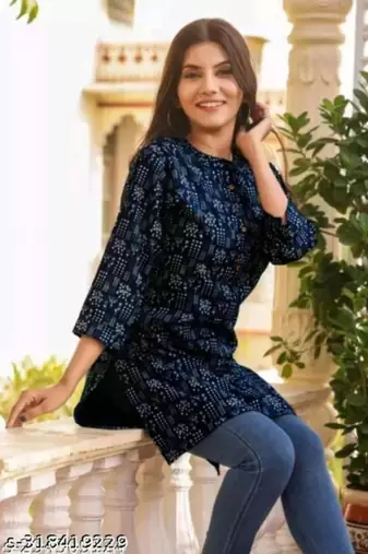 navy blue rayon short kurti