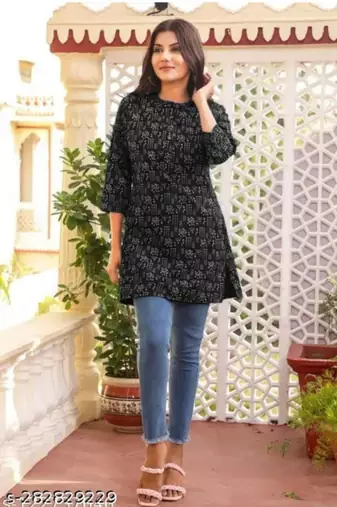 black rayon short kurti