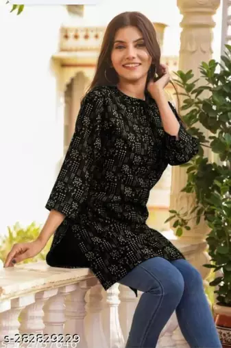 black rayon short kurti