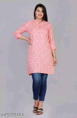 peach rayon short kurti 1