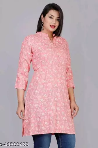 peach rayon short kurti
