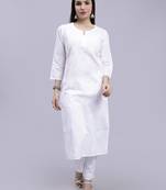 hand embroidered white cotton lucknowi chikan kurta