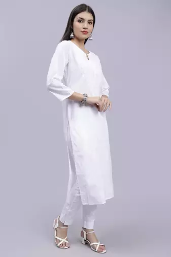 hand embroidered white cotton lucknowi chikan kurta