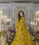 Smart and classy green colour crop top dress with sharara and shrug for party looks