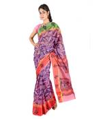 Floral N Booti Design Pink Blue Kota Doria Saree Diwali Special Gift 230