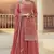 Peach colour bollywood style heavy work partywear sharara dress on chinon fabric