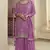 Purple colour bollywood style heavy work partywear sharara dress on chinon fabric