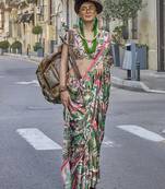 Multi Colour Satin Georgette Lightweight Saree