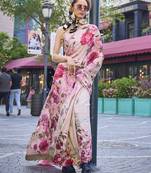 Sophisticated Beige Colour Crepe Silk Saree