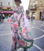 Sophisticated Baby Pink Colour Crepe Silk Saree