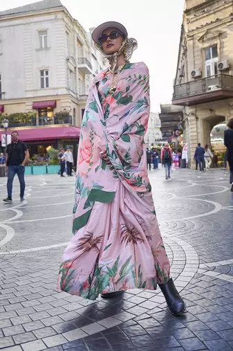 Printed Baby Pink Colour Crepe silk blend Saree