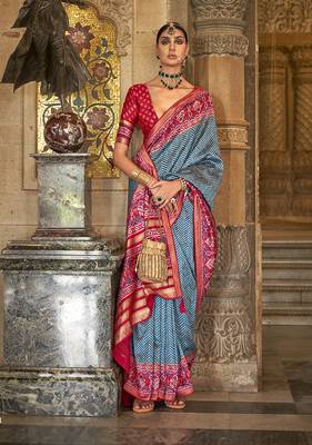 Dark Blue Colour Weaving Banarasi silk blend Sarees 1