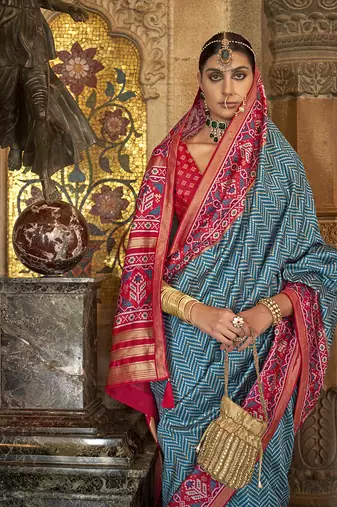 Dark Blue Colour Weaving Banarasi silk blend Sarees