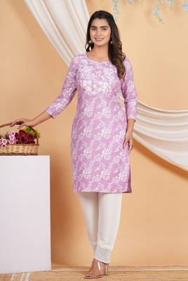 purple rayon kurti pant  set 1