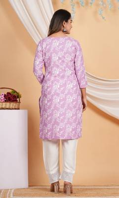 purple rayon kurti pant  set 2