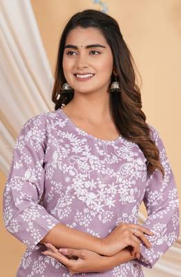 purple rayon kurti pant  set 4