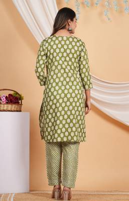 light green rayon kurti pant  set 2