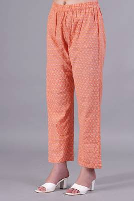 peach cotton kurti anarkali pant set 4