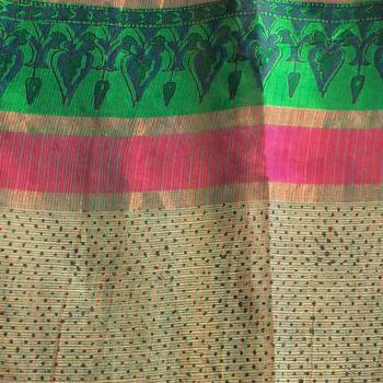 Unique Design Floral Print Green Kota Doria Saree Deepawali Gift 233 4