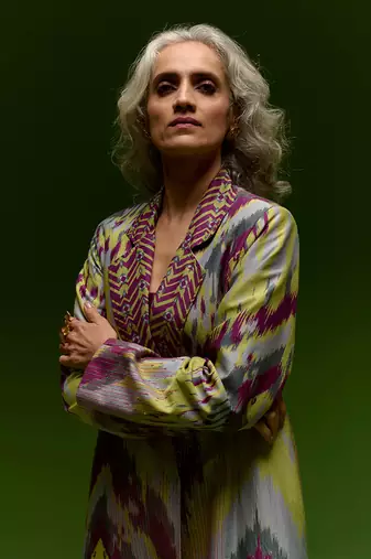 Purple ikat printed jacket set