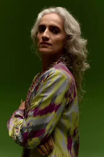 Purple ikat printed jacket set