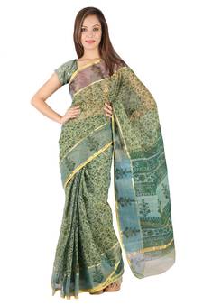 Traditional Floral N Booti Print Kota Doria Saree Diwali Gift 237