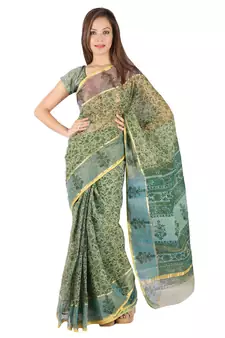 Traditional Floral N Booti Print Kota Doria Saree Diwali Gift 237