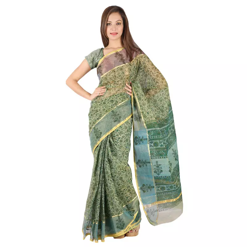 Traditional Floral N Booti Print Kota Doria Saree Diwali Gift 237