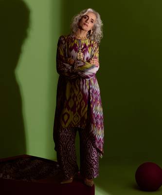 Purple silk printed kurta sets 1