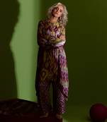 Purple silk printed kurta sets