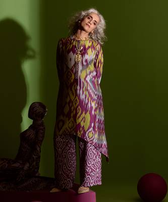 Purple silk printed kurta sets 2
