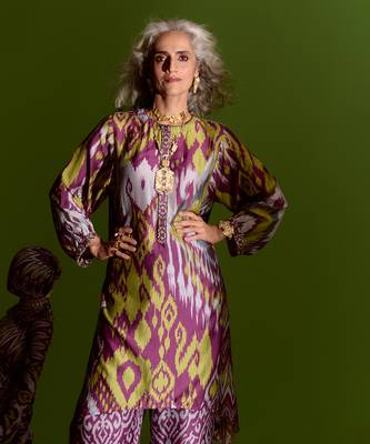 Purple silk printed kurta sets 4