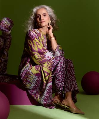Purple silk printed kurta sets 5
