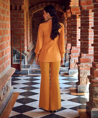 Mayan gold crepe & georgette co-ord set 3
