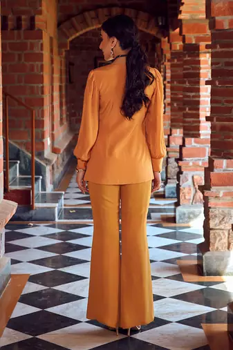 Mayan gold crepe & georgette co-ord set