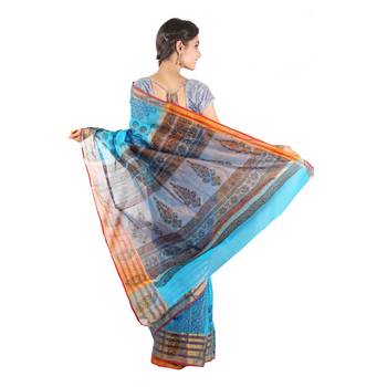 Designer Paisley Print Fancy Blue Kota Doria Saree Deepawali Special Gift 241 2