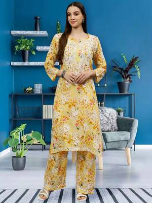 hand embroidered blue mal-mal lucknow chikankari women kurta set 1