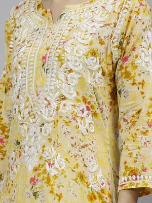 hand embroidered blue mal-mal lucknow chikankari women kurta set 2