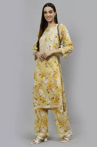 hand embroidered blue mal-mal lucknow chikankari women kurta set
