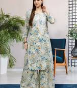 hand embroidered green mal-mal lucknow chikankari women kurta set