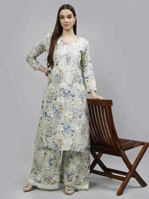 hand embroidered green mal-mal lucknow chikankari women kurta set 4