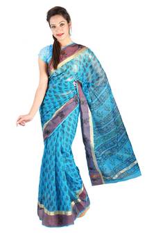 Latest Floral Print Design Border Kota Doria Sari Diwali Special Gift 242