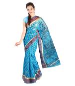 Latest Floral Print Design Border Kota Doria Sari Diwali Special Gift 242